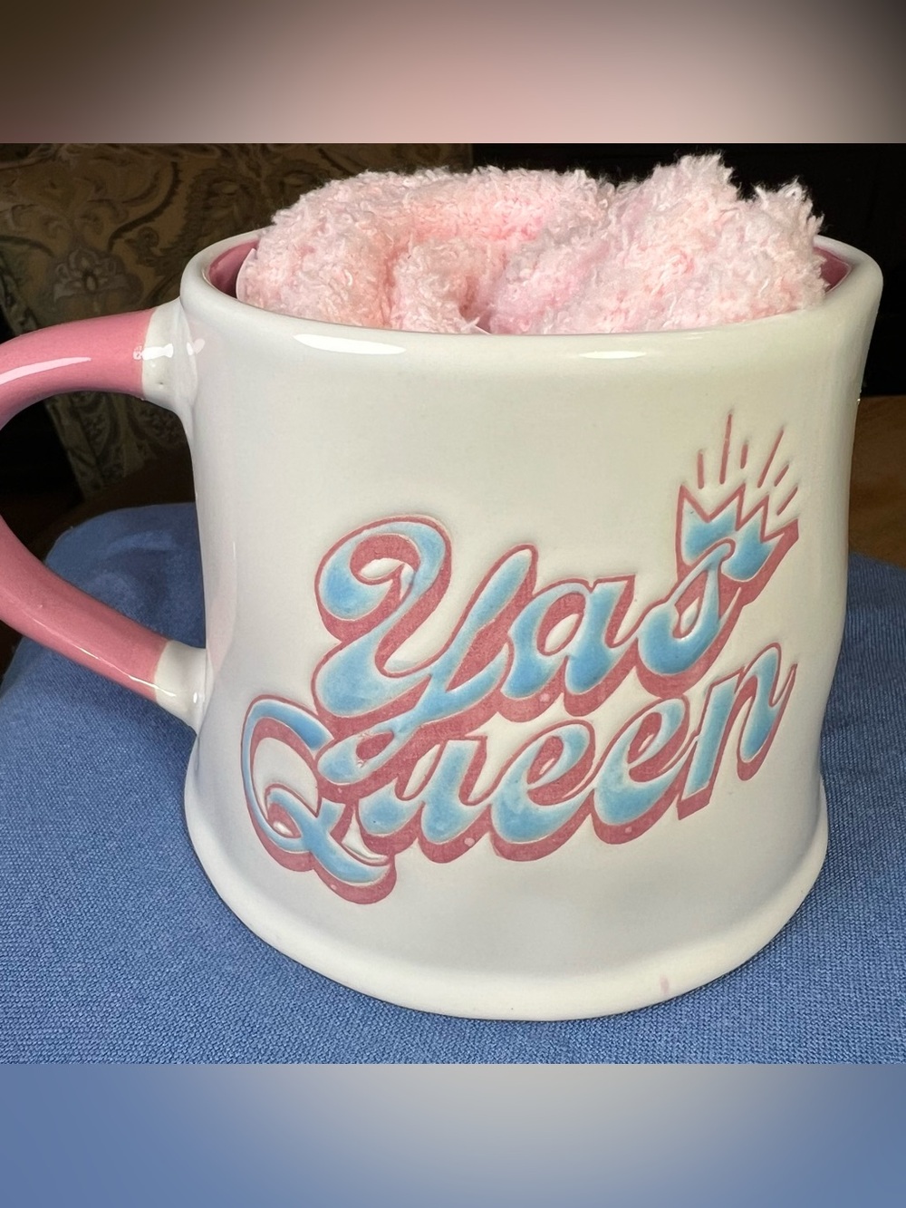 Spectrum Designs New Pink and Blue 'Yas Queen' Ceramic Mug